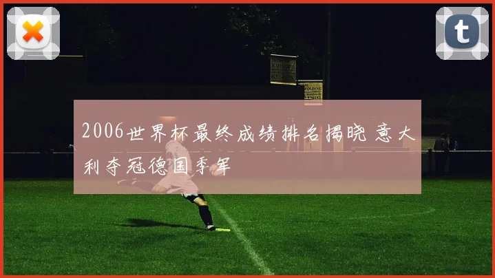 2006世界杯最终成绩排名揭晓 意大利夺冠德国季军